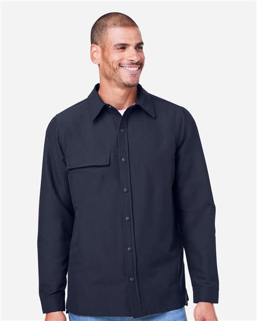 Harriton M72 Unisex Flex Twill Overshirt Jacket - Dark Navy - model front