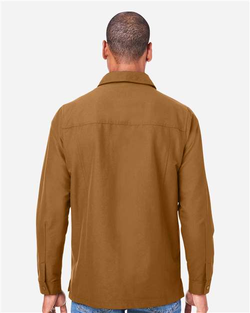 Harriton M72 Unisex Flex Twill Overshirt Jacket - Duck Brown - model back