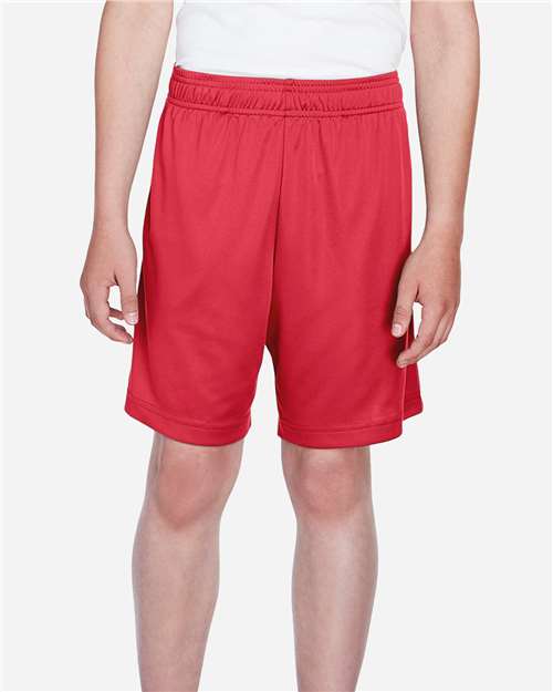 Team 365 TT11SHY Youth Zone Performance Shorts - Sport Red - model front