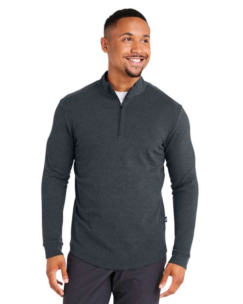 Swannies SWE500 Men's Emery Quarter-Zip Pullover - Black Heather - model front