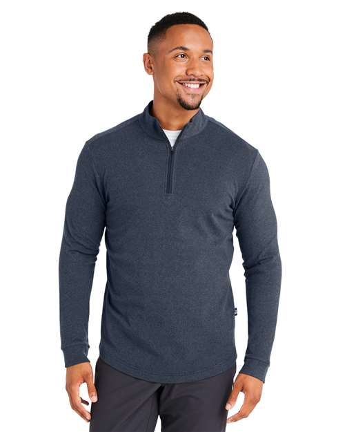Swannies SWE500 Men's Emery Quarter-Zip Pullover - Navy Heather - model front