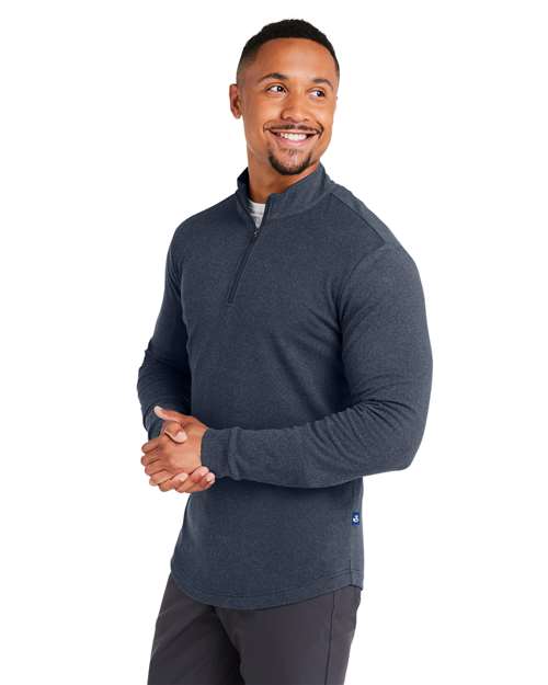 Swannies SWE500 Men's Emery Quarter-Zip Pullover - Navy Heather - model side