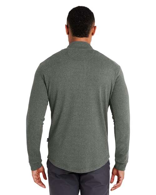 Swannies SWE500 Men's Emery Quarter-Zip Pullover - Olive/ Grey Heather - model back