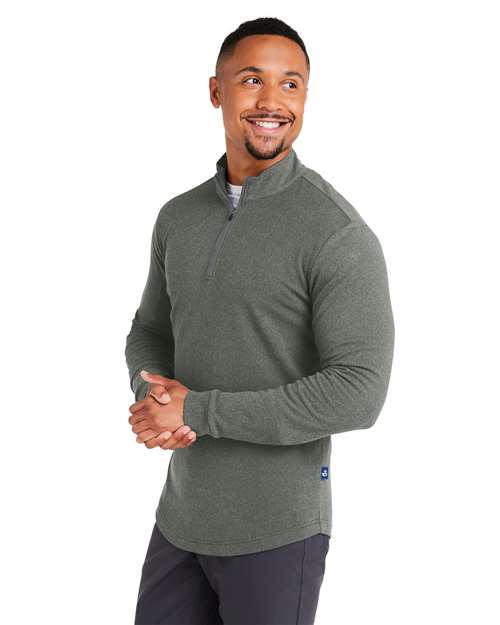 Swannies SWE500 Men's Emery Quarter-Zip Pullover - Olive/ Grey Heather - model side