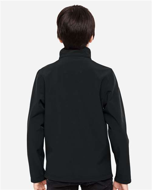 Team 365 TT80Y Youth Leader Soft Shell Jacket - Black - model back