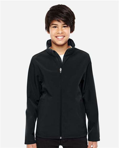 Team 365 TT80Y Youth Leader Soft Shell Jacket - Black - model front