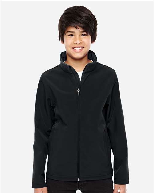 Team 365 TT80Y Youth Leader Soft Shell Jacket - Black - model front