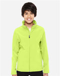 Team 365 TT80Y Youth Leader Soft Shell Jacket - Safety Yellow - model front