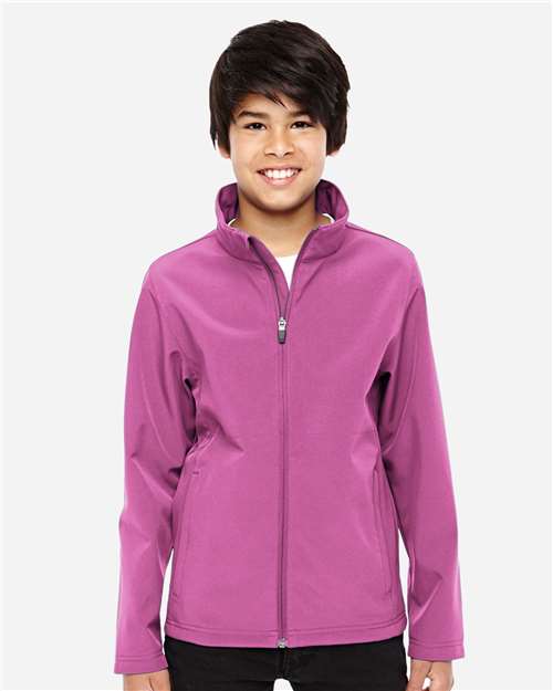 Team 365 TT80Y Youth Leader Soft Shell Jacket - Sport Charity Pink - model front