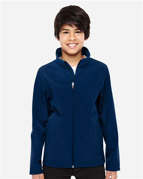 Team 365 TT80Y Youth Leader Soft Shell Jacket - Sport Dark Navy - model front