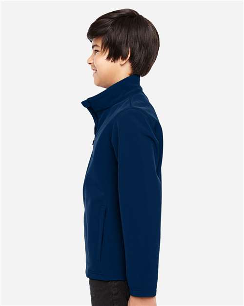Team 365 TT80Y Youth Leader Soft Shell Jacket - Sport Dark Navy - model side