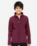 Team 365 TT80Y Youth Leader Soft Shell Jacket - Sport Maroon - model front
