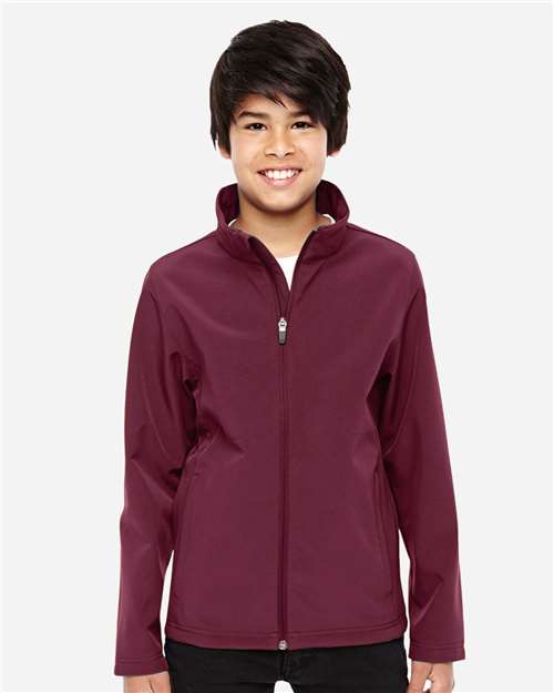 Team 365 TT80Y Youth Leader Soft Shell Jacket - Sport Maroon - model front