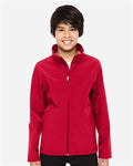Team 365 TT80Y Youth Leader Soft Shell Jacket - Sport Red - model front