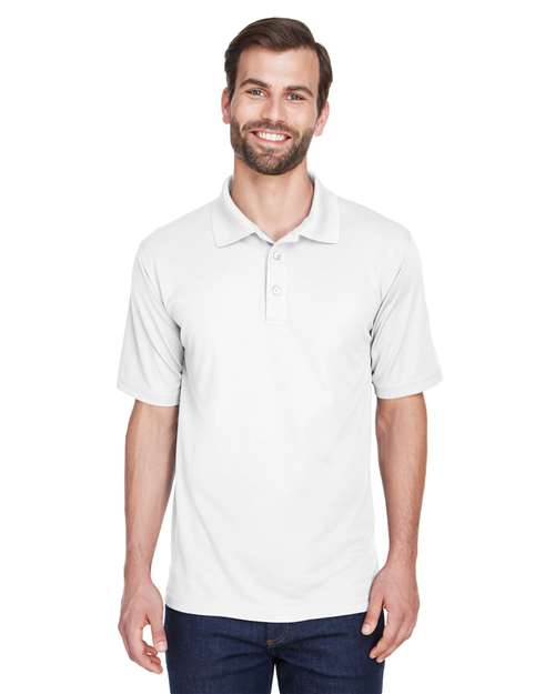 UltraClub 8210 Cool & Dry Mesh Piqué Polo - White - model front