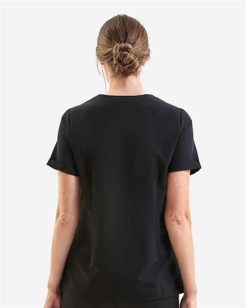 Onna NN310 Women's Invincible V-Neck Stretch Scrub Top - Black - model back