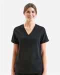 Onna NN310 Women's Invincible V-Neck Stretch Scrub Top - Black - model front