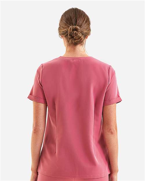 Onna NN310 Women's Invincible V-Neck Stretch Scrub Top - Calm Pink - model back
