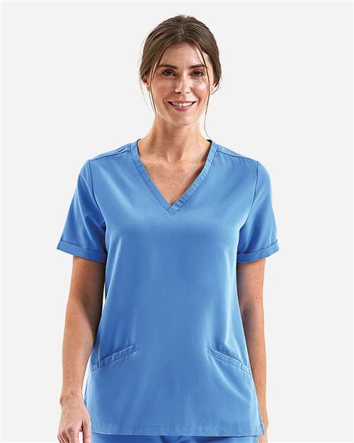 Onna NN310 Women's Invincible V-Neck Stretch Scrub Top - Ceil Blue - model front