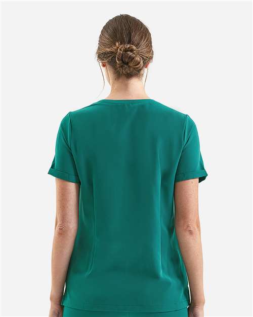 Onna NN310 Women's Invincible V-Neck Stretch Scrub Top - Clean Green - model back