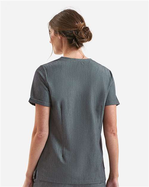 Onna NN310 Women's Invincible V-Neck Stretch Scrub Top - Dynamo Grey - model back