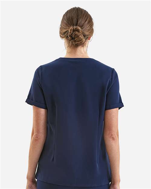 Onna NN310 Women's Invincible V-Neck Stretch Scrub Top - Navy - model back
