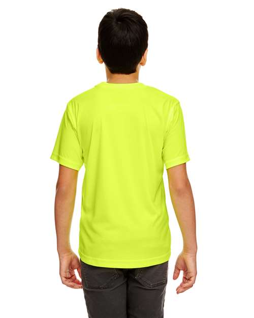 UltraClub 8420Y Youth Cool & Dry Sport Performance Interlock T-shirt - Bright Yellow - model back