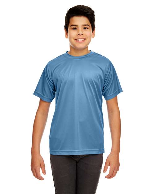 UltraClub 8420Y Youth Cool & Dry Sport Performance Interlock T-shirt - Indigo - model front
