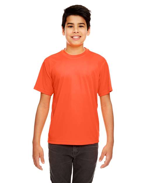 UltraClub 8420Y Youth Cool & Dry Sport Performance Interlock T-shirt - Orange - model front