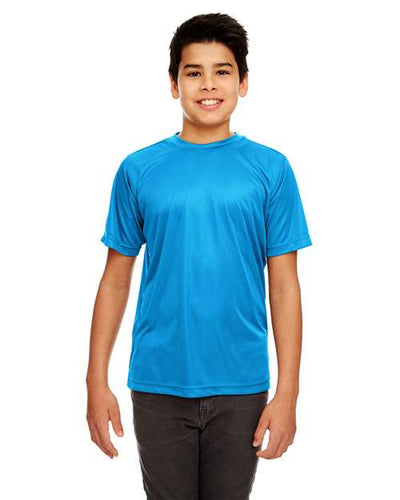 UltraClub 8420Y Youth Cool & Dry Sport Performance Interlock T-shirt - Sapphire - model front