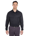 UltraClub 8210LS Cool & Dry Long Sleeve Mesh Piqué Polo - Black - model front