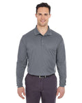 UltraClub 8210LS Cool & Dry Long Sleeve Mesh Piqué Polo - Charcoal - model front