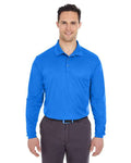 UltraClub 8210LS Cool & Dry Long Sleeve Mesh Piqué Polo - Royal - model front