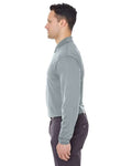 UltraClub 8210LS Cool & Dry Long Sleeve Mesh Piqué Polo - Silver - model side