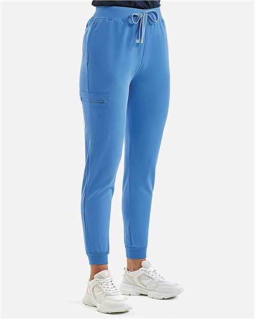 Onna NN610 Women's Energized Stretch Jogger Scrub Pants - Ceil Blue - model side