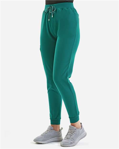 Onna NN610 Women's Energized Stretch Jogger Scrub Pants - Clean Green - model side