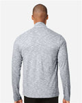 North End NE415 Men's Eclipse Jacquard Quarter-Zip Pullover - Black Heather - model back