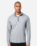 North End NE415 Men's Eclipse Jacquard Quarter-Zip Pullover - Black Heather - model front