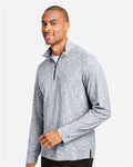 North End NE415 Men's Eclipse Jacquard Quarter-Zip Pullover - Black Heather - model side