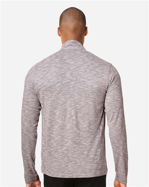 North End NE415 Men's Eclipse Jacquard Quarter-Zip Pullover - Burgundy Heather - model back