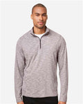 North End NE415 Men's Eclipse Jacquard Quarter-Zip Pullover - Burgundy Heather - model front