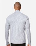North End NE415 Men's Eclipse Jacquard Quarter-Zip Pullover - Platinum Heather - model back