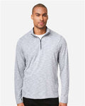 North End NE415 Men's Eclipse Jacquard Quarter-Zip Pullover - Platinum Heather - model front