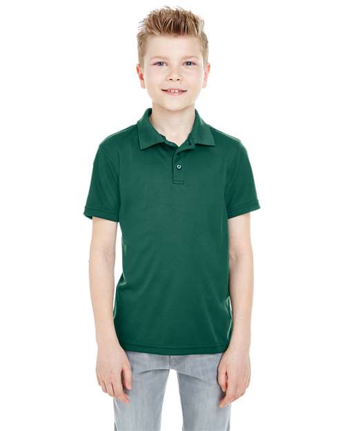 UltraClub 8210Y Youth Cool & Dry Mesh Piqué Polo - Forest Green - model front