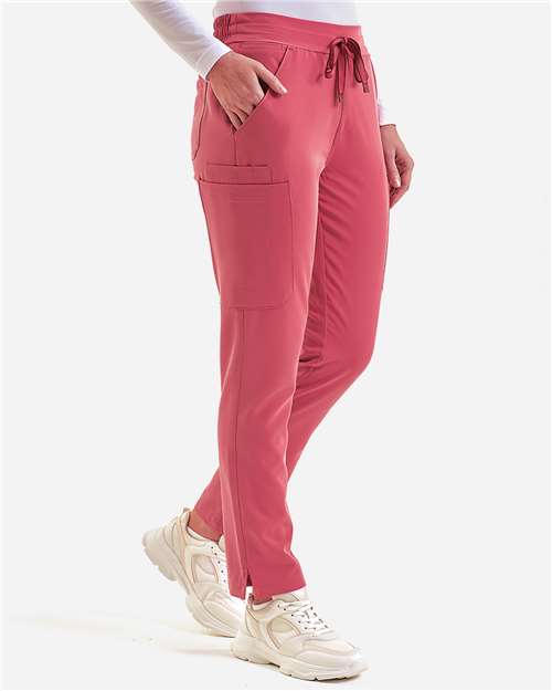 Onna NN600 Women's Relentless Stretch Cargo Scrub Pants - Calm Pink - model side