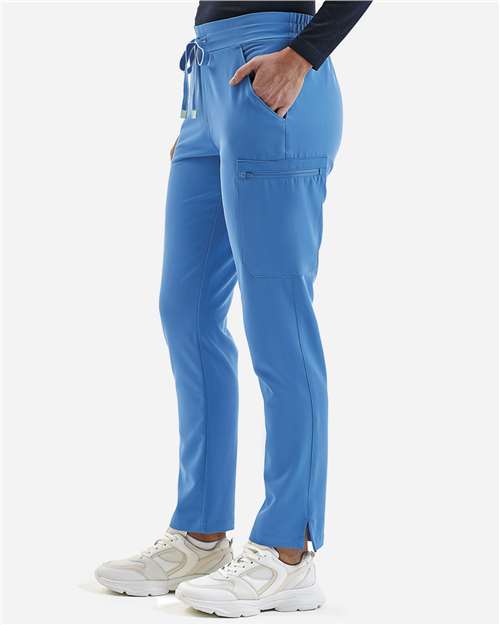 Onna NN600 Women's Relentless Stretch Cargo Scrub Pants - Ceil Blue - model side