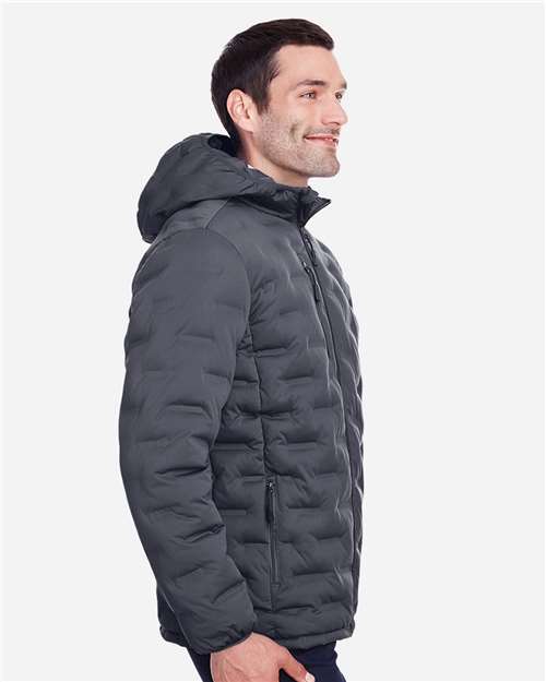 North End NE708 Men's UTK SubDown Loft Puffer Jacket - Carbon/ Black - model side