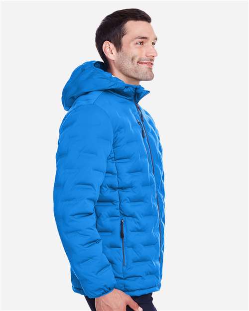 North End NE708 Men's UTK SubDown Loft Puffer Jacket - Olympic Blue/ Carbon - model side