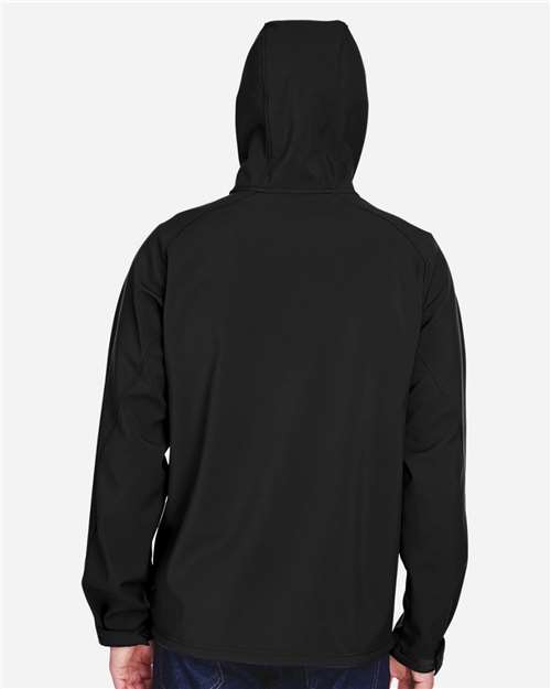 North End 88166 Men's Prospect Two-Layer Fleece Bonded Soft Shell Hooded Jacket - Black - model back