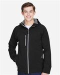 North End 88166 Men's Prospect Two-Layer Fleece Bonded Soft Shell Hooded Jacket - Black - model front